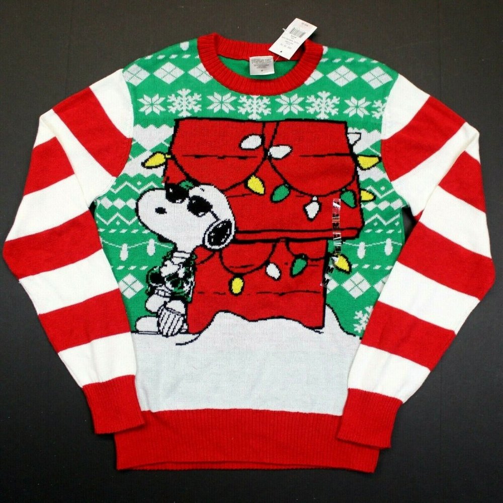 Peanuts Snoopy Festive Christmas Lights Sweater M